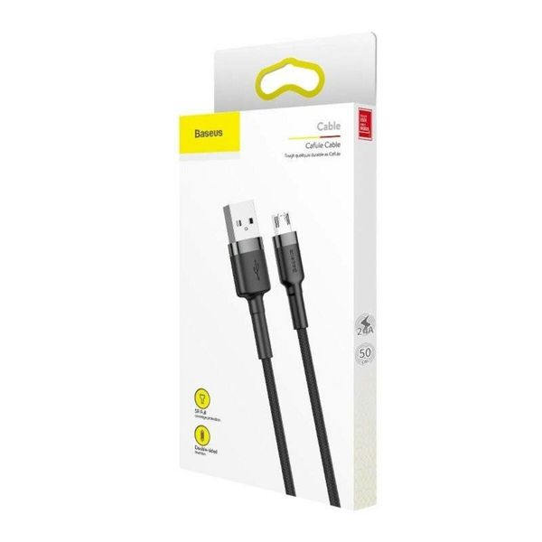 Кабель Baseus cafule Cable USB For Micro 2.4A 0.5M Gray+Black (CAMKLF- AG1) 7639 фото