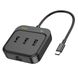 Хаб HOCO HB35 Easy link 4-in-1 100 Mbps Ethernet Adapter(Type-C to USB2.0*3+RJ45)(L=0.2M) Black 48961 фото 3