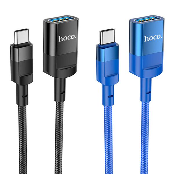 Кабель HOCO U107 Type-C male to USB female USB3.0 3A, 1.2m, nylon, aluminum connectors, Black (6931474761934) 23851 фото