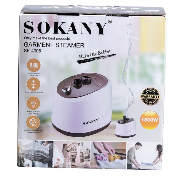 Відпарювач підлоговий Sokany SK-4005 Garment Steamer 1800W 2l White пароочищувач для одягу 2078138334 фото