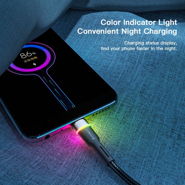 Кабель Essager Colorful LED USB Cable Fast Charging 2.4A USB-A to Micro 2m black (EXCM-XCDA01) (EXCM-XCDA01) 44903 фото