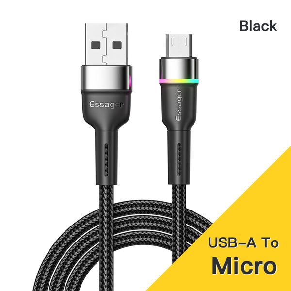 Кабель Essager Colorful LED USB Cable Fast Charging 2.4A USB-A to Micro 2m black (EXCM-XCDA01) (EXCM-XCDA01) 44903 фото