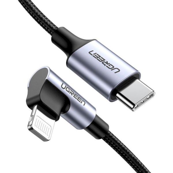 Кабель UGREEN US305 USB-C to Lightning Angled Cable Aluminum Shell Braided 1m(UGR-60763) (UGR-60763) 50180 фото