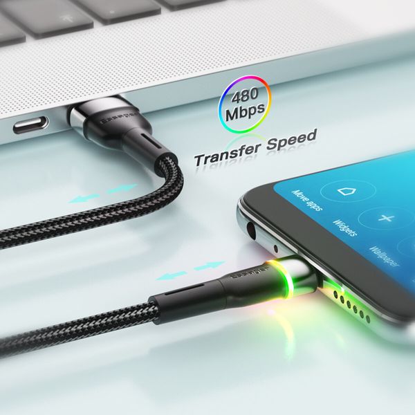 Кабель Essager Colorful LED USB Cable Fast Charging 2.4A USB-A to Micro 2m black (EXCM-XCDA01) (EXCM-XCDA01) 44903 фото