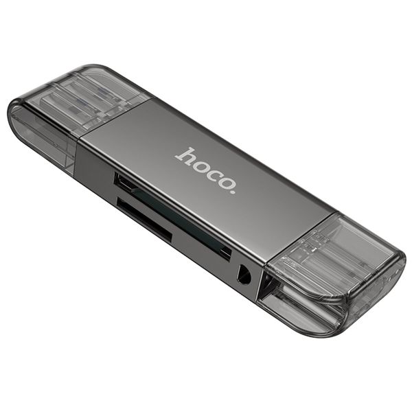 Хаб HOCO HB39 USB/Type-C 3.0 High-Speed Card Reader Metal Gray (6942007604819 ) 48956 фото