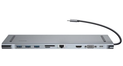 USB-Hub Baseus Enjoyment Series Type-C Notebook HUB Adapter （GrayPD/HDMI/VGA/RJ45/SD/USB*3/Adapter ) (CATSX-F0G) 12363 фото
