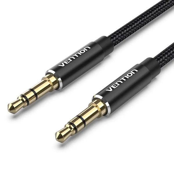 Кабель Vention Cotton Braided 3.5mm Male to Male Audio Cable 0.5M Black Aluminum Alloy Type (BAWBD) (BAWBD) 49899 фото