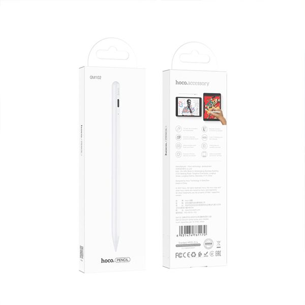 Стилус HOCO GM102 Smooth series active anti-mistake touch capacitive pen для iPAD White (6931474761170) 24825 фото