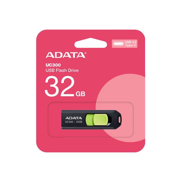 Flash Adata USB 3.2 Gen1 UC300 Type-C 32Gb Black/Green (ACHO-UC300-32G-RBK/GN) 52202 фото