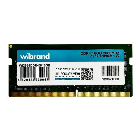 DDR4 Wibrand 16GB 2666MHz CL19 SODIMM (WI2666DDR4S/16GB) 50671 фото