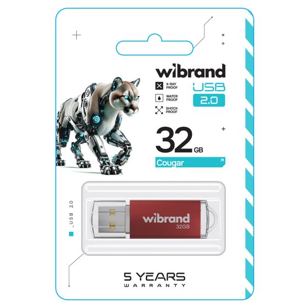 Flash Wibrand USB 2.0 Cougar 32Gb Red (WI2.0/CU32P1R) 50748 фото