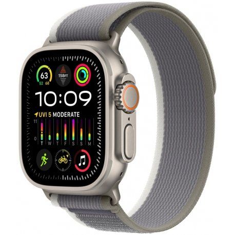 Apple Watch Ultra 2 49mm (GPS+LTE) Titanium Case with Green/Gray Trail Loop - S/M (MRF33) 00000044581-001 фото