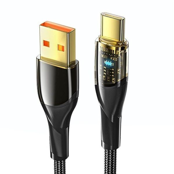 Кабель Essager Interstellar Transparent Design USB Charging Cable USB A to Type C 7A 2m black (EXCT-XJA01-P) (EXCT-XJA01-P) 44919 фото