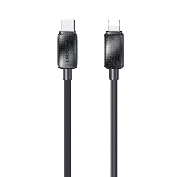 Кабель Usams US-SJ692 30W Striped Data Cable Type-C To Lightning-KY Series 1m black (SJ692USB01) 52370 фото