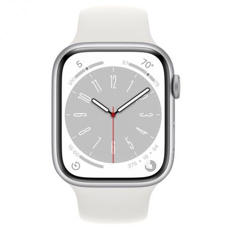 Apple Watch Series 8 45mm (GPS+LTE) Silver Aluminum Case with White Sport Band - M/L (MP4W3) 00000038179-001 фото