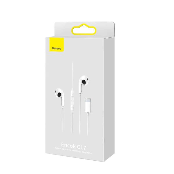 Наушники Baseus Encok Type-C lateral in-ear Wired Earphone C17 White (NGCR010002) 15847 фото