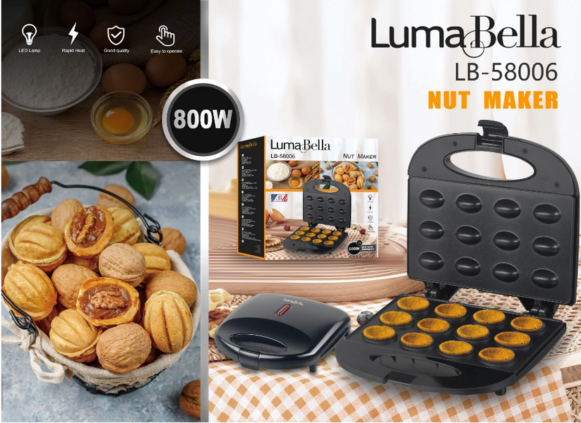 Електрогорішниця Luma Bella вафельниця для 12 горішок 800W горішниця з антипригарним покриттям електро 2084632384 фото