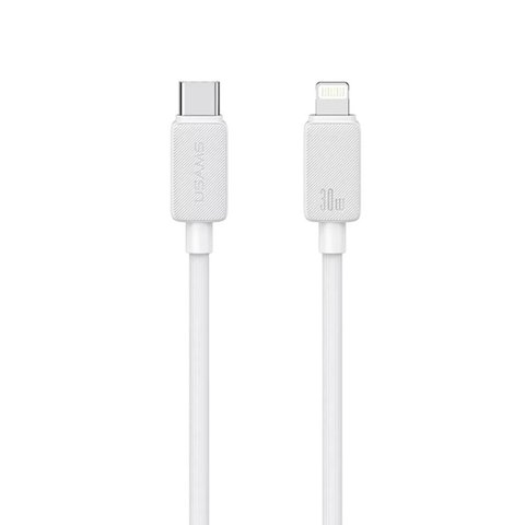 Кабель Usams US-SJ692 30W Striped Data Cable Type-C To Lightning-KY Series 1m white (SJ692USB02) 52371 фото