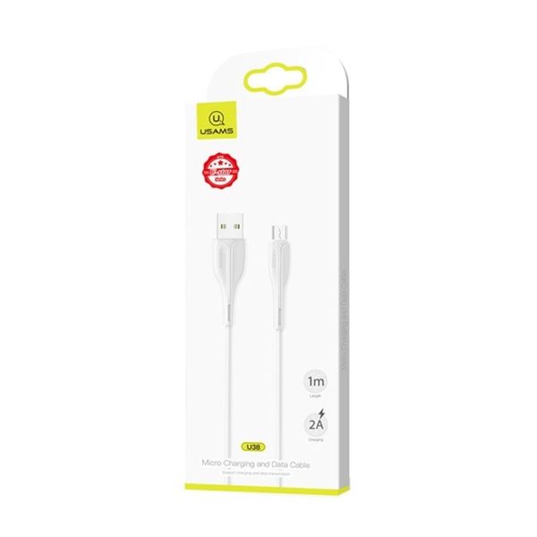 Кабель Usams US-SJ373 U38 Micro Charging and Data Cable 1m White (SJ373USB02) 22510 фото