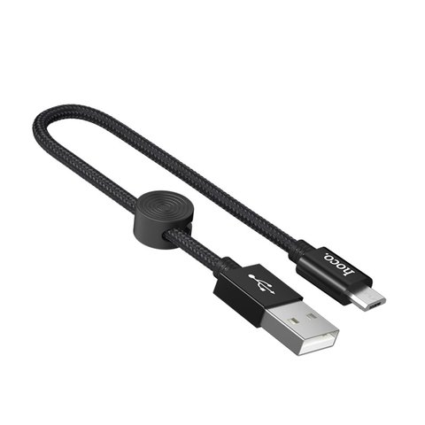 Кабель HOCO X35 USB to Micro 2.4A, 0.25m, nylon, aluminum connectors, Black (6931474707437) 23837 фото