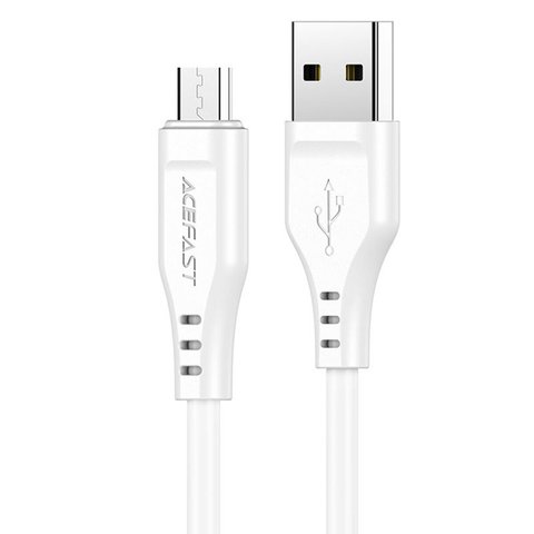 Кабель ACEFAST C3-09 USB to Micro 2,4A, 1.2m, TPE, TPE connectors, White (AFC3-09W) 14701 фото