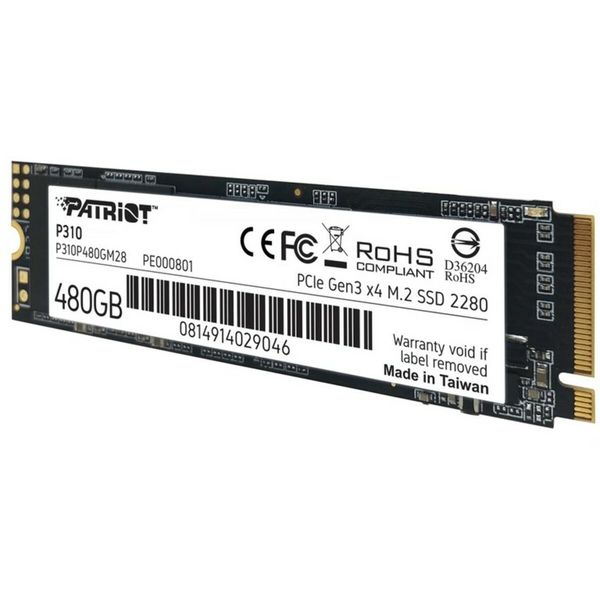 SSD M.2 Patriot P310 480GB NVMe 2280 PCIe 3.0x4 3D NAND TLC (P310P480GM28) 15749 фото