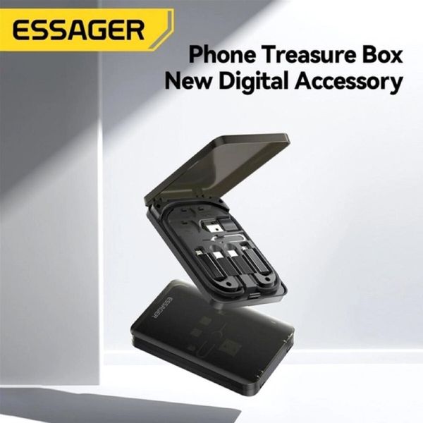 Комплект адаптерів Essager geometric multifunctional data cable storage box black (ECJHZ-JH01-P) (ECJHZ-JH01-P) 44957 фото