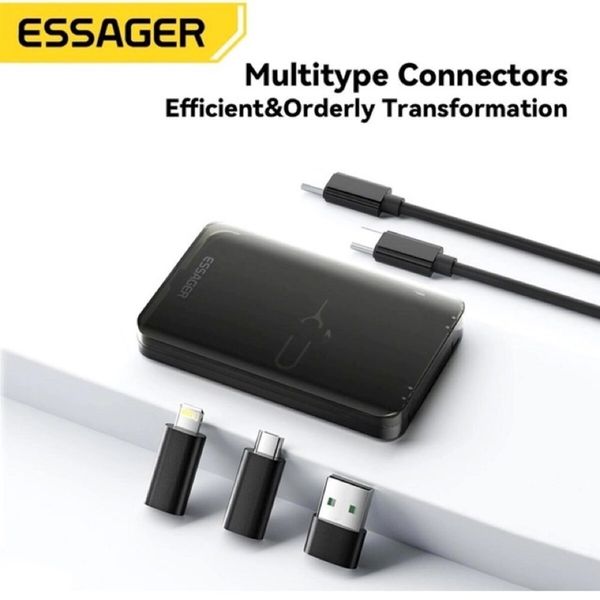 Комплект адаптерів Essager geometric multifunctional data cable storage box black (ECJHZ-JH01-P) (ECJHZ-JH01-P) 44957 фото