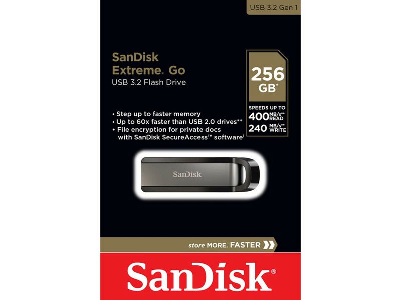 Flash SanDisk USB 3.2 Extreme GO 256Gb (R-400Mb/s, W-240Mb/s) Black (SDCZ810-256G-G46) 15058 фото