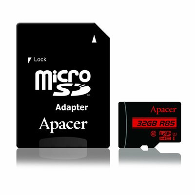 Карта пам'яті microSDHC (UHS-1) Apacer 32Gb class 10 R85MB/s (adapter SD) (AP32GMCSH10U5-R) 847 фото