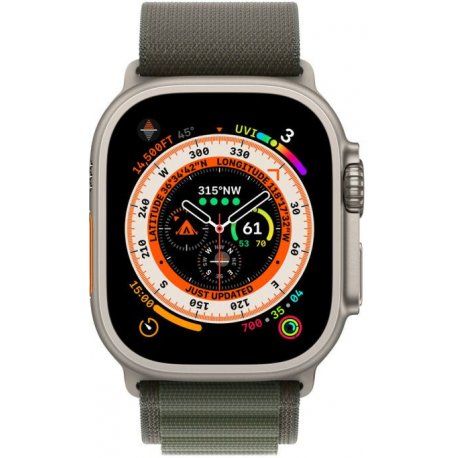 Apple Watch Ultra 49mm (GPS+LTE) Titanium Case with Green Alpine Loop - Medium (MQFN3) 00000037917-001 фото