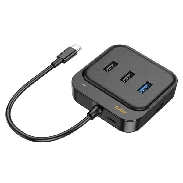 Хаб HOCO HB37 Easy link 6-in-1 Multiport Adapter (HDTV+RJ45+USB3.0+USB2.0*2+PD100W) Black (6931474799029) 48958 фото