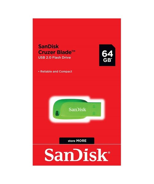 Flash SanDisk USB 2.0 Cruzer Blade 64Gb Green (SDCZ50C-064G-B35GE) 45527 фото