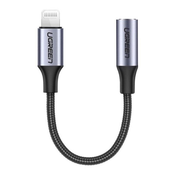 Переходник UGREEN US211 Lightning M/F Round Cable Aluminum Shell with Braided 10cm (Black)(UGR-30756) (UGR-30756) 50254 фото