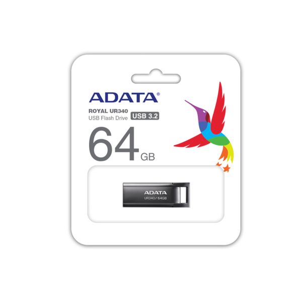 Flash A-DATA USB 3.2 UR340 64Gb Black (AROY-UR340-64GBK) 43564 фото