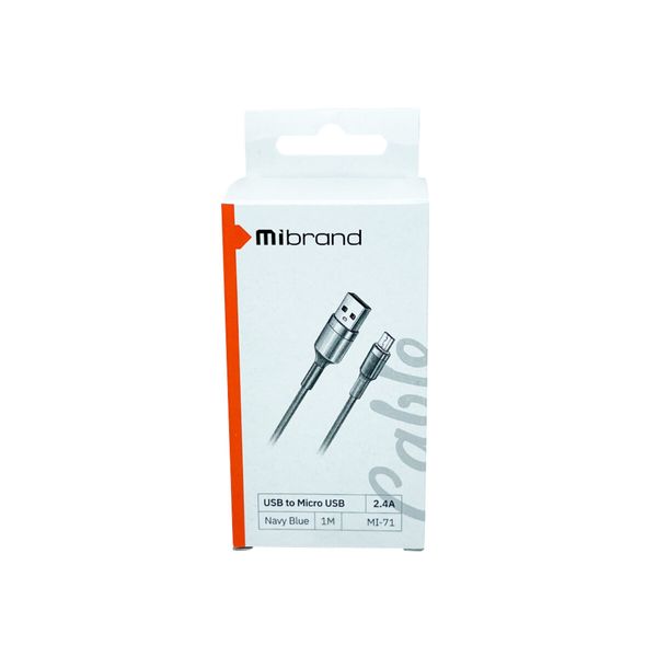 Кабель Mibrand MI-71 Metal Braided Cable USB for Micro 2.4A 1m Navy Blue (MIDC/71MNB) 24635 фото