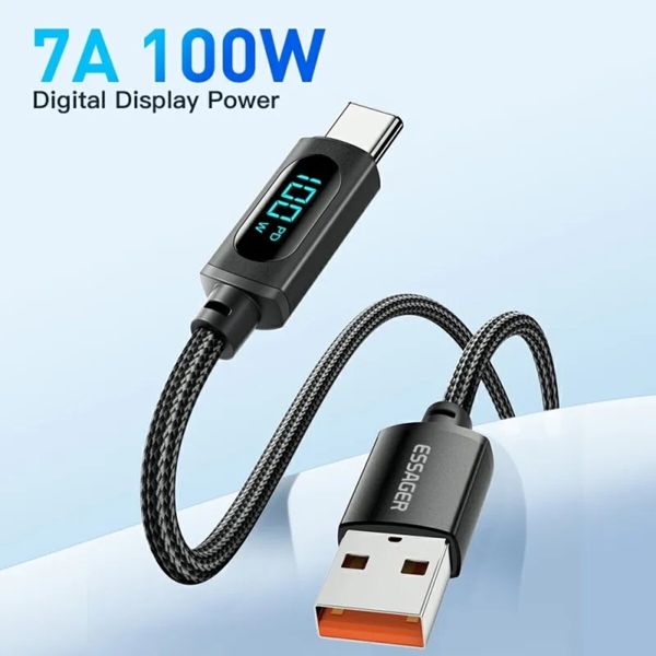 Кабель Essager Enjoy LED Digital Display USB Charging Cable USB A to Type C 100W 1m black (EXCT-XY01-P) (EXCT-XY01-P) 44912 фото