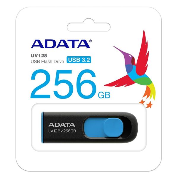 Flash A-DATA USB 3.2 UV 128 256Gb Black/Blue (AUV128-256G-RBE) 43554 фото