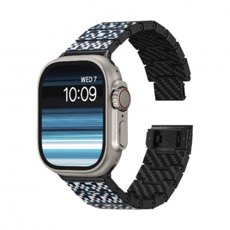 Ремінець Pitaka Dreamland Mosaic Chroma Carbon Band для Apple Watch 49/45/44mm Black/White (AWB2303) 00000044328 фото