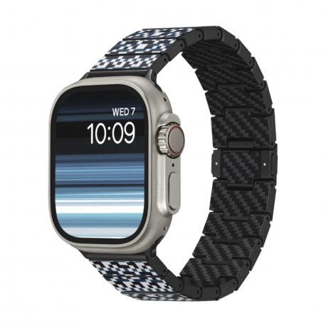 Ремінець Pitaka Dreamland Mosaic Chroma Carbon Band для Apple Watch 49/45/44mm Black/White (AWB2303) 00000044328 фото