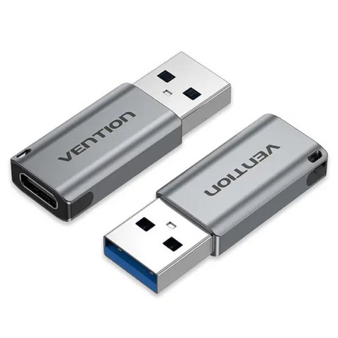 Адаптер Vention USB 3.0 Male to USB-C Female Adapter Gray Aluminum Alloy Type (CDPH0) (CDPH0) 42771 фото