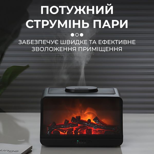 Зволожувач повітря Flame Fireplace Aroma Diffuser Black зволожувач очищувач повітря 2071691541 фото