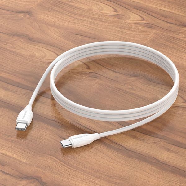 Кабель BOROFONE BX19 Type-C to Type-C 3A, 60W, 1m, PVC, PVC connectors, White (BX19CCW) 16064 фото