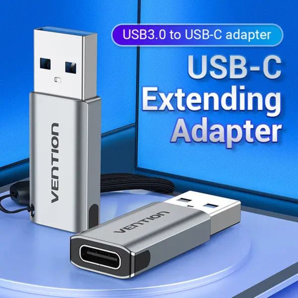 Адаптер Vention USB 3.0 Male to USB-C Female Adapter Gray Aluminum Alloy Type (CDPH0) (CDPH0) 42771 фото