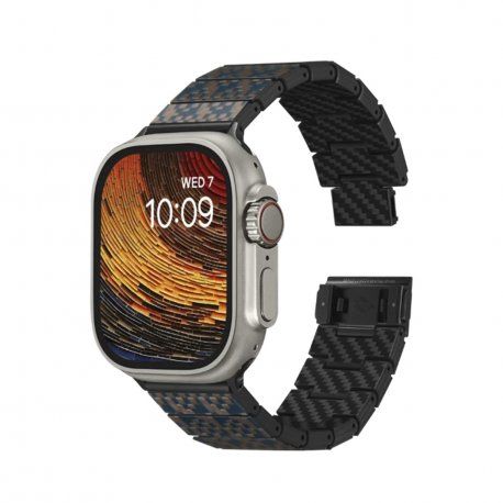 Ремінець Pitaka Dreamland Stairs Chroma Carbon Band для Apple Watch 49/45/44mm Blue/Cooper (AWB2302) 00000044329 фото