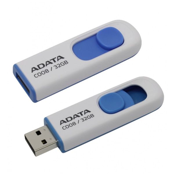 Flash A-DATA USB 2.0 C008 32Gb White/Blue (AC008-32G-RWE) 8828 фото