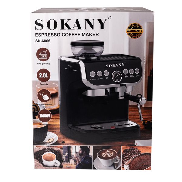 Кавомашина Sokany SK-6866 Espresso Cofee Maker 1560W 2l kofevarka 2022818529 фото