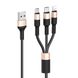 Кабель HOCO X26 USB to iP+Type-C+Micro 2A, 1m, nylon, aluminum connectors Black+Gold (6957531080275) 23860 фото 1