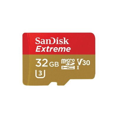 Карта пам'яті microSDHC (UHS-1 U3) SanDisk Extreme Action A1 32Gb class 10 V30 (R100MB/s, 667x) (adapter SD) (SDSQXAF-032G-GN6MA) 1089 фото