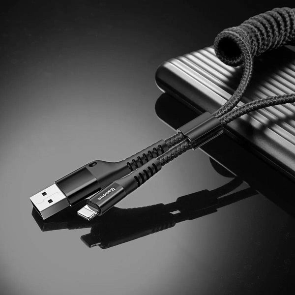 Кабель Baseus Fish eye Spring Data Cable Lightning 1m Black (CALSR-01) 7597 фото